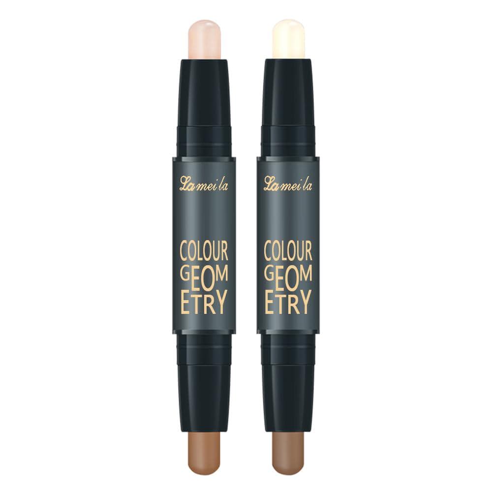 2 colours Highlight Contour Stick, 2 in 1 Makeup Shading Stick Waterproof Long Lasting nature Matte Face Concealer Highly Pigmented Concealer, White