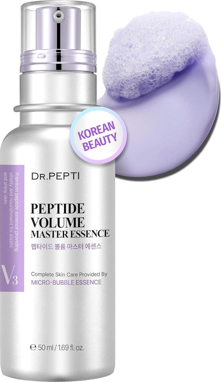 DR.PEPTI Peptide Volume Master Essence | 11 Peptides Hyaluronic Acid Bubble Serum | Age-Defying Facial Serums w/Volufiline | Face Lifting Korean Essence Peptide Collagen Serum (1.69 fl oz)