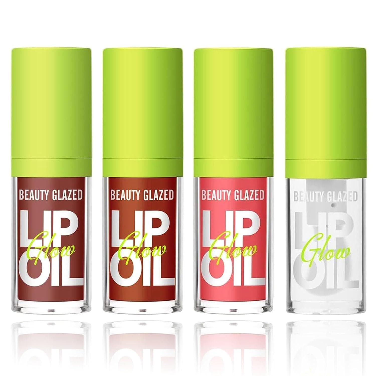 Hydrating Lip Oil Gloss Set, 4 Pack Tinted Plumping Lipgloss Set, Long Lasting Lip Tint Lip Care Oil, Clear Tint Shiny Jelly Lip Gloss Lip Oil, Thanksgiving Gift Set