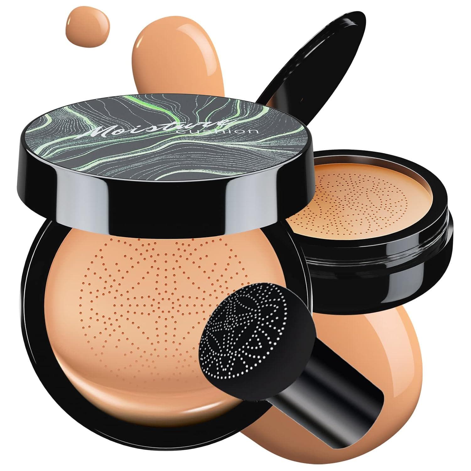 Mushroom Head Air Cushion CC Cream – BB Cream Foundation Makeup Moisturizing Concealer Long-Lasting, Cushion Foundation Full Coverage Self Adjusting for Mature Skin and All Skin Types Medium Deep)