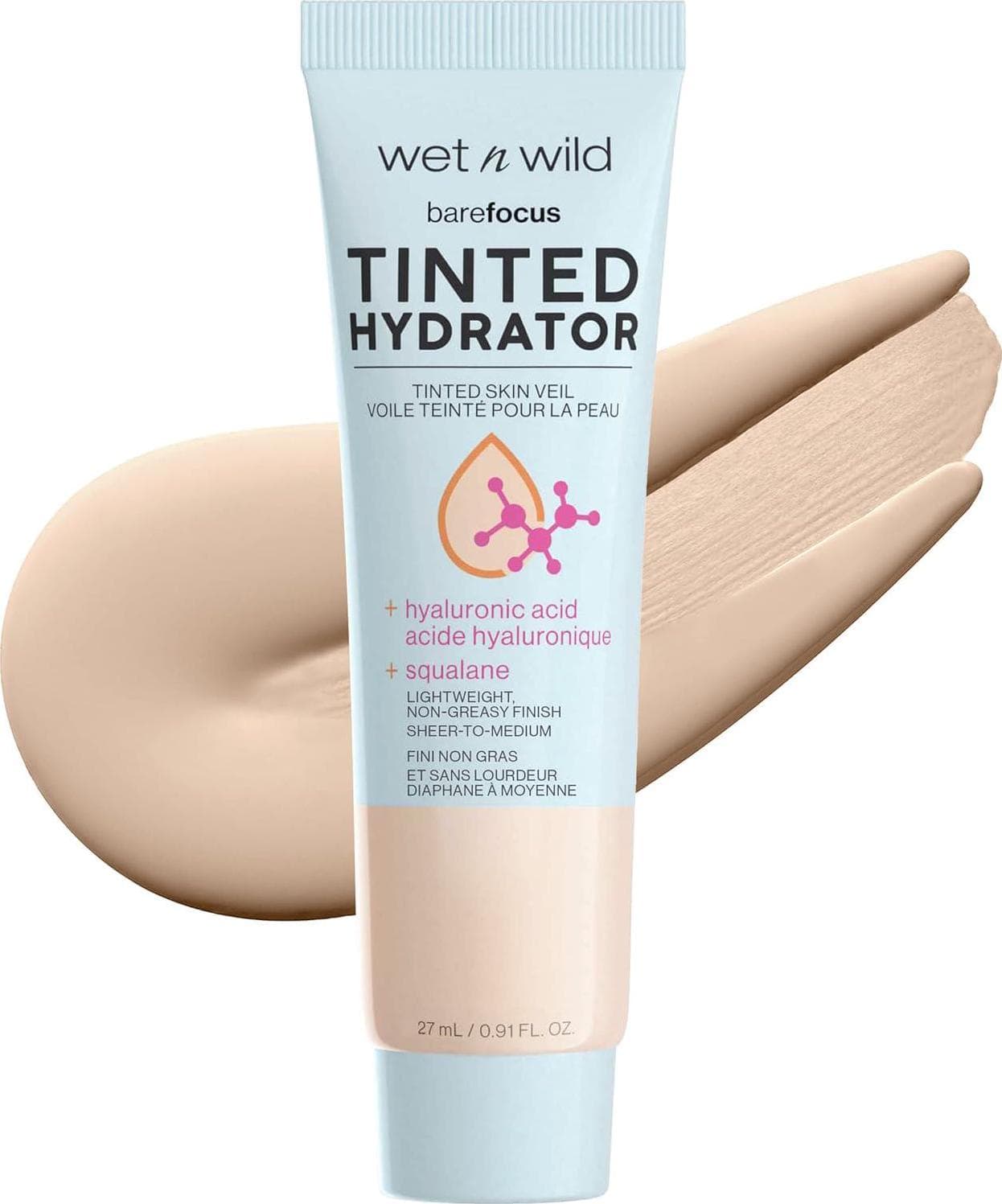wet n wild Bare Focus Tinted Hydrator Matte Finish, Light Medium, Oil-Free, Moisturizing Makeup | Hyaluronic Acid | Sheer To Medium Coverage