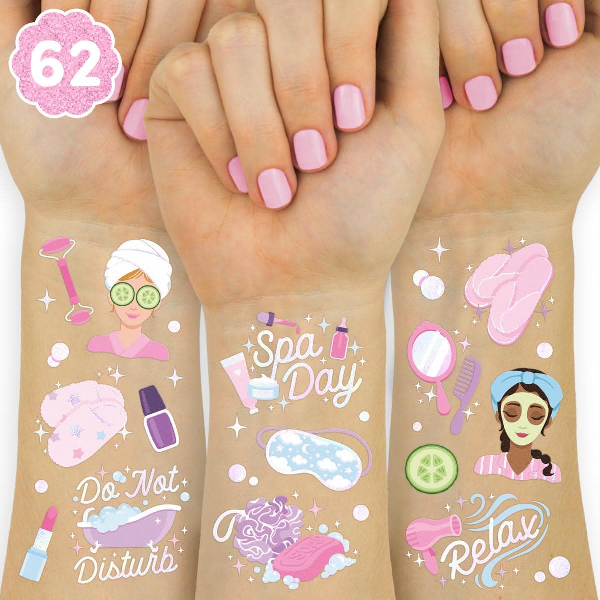 xo, Fetti Girls Spa Party Temporary Tattoos – 62 Styles | Slumber Party Birthday Supplies, Self Care Goodie Bag Favors, Cute Decorations, Easter Basket, Stocking Stuffer, Sleepover Accessory Activity
