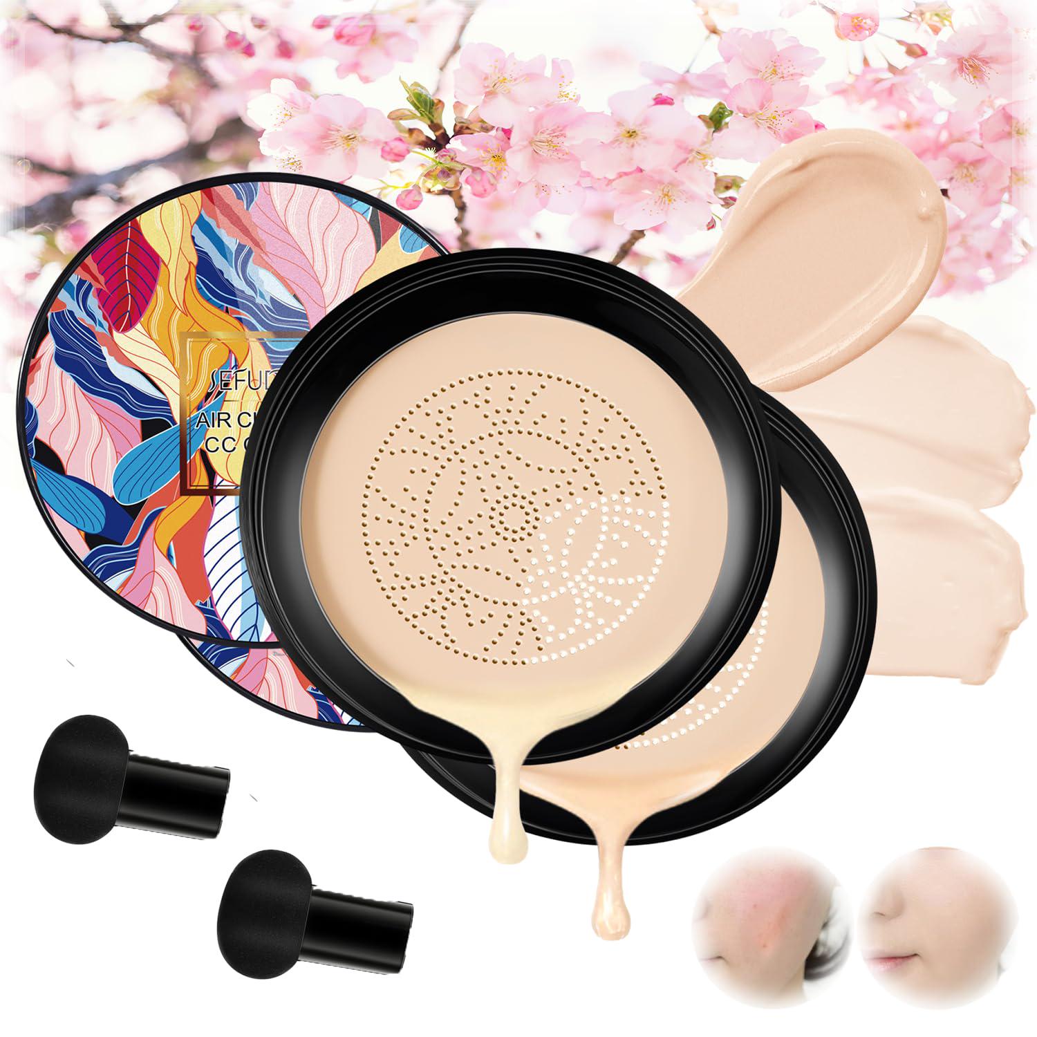 Indicative 2024 New Mushroom Head Air Cushion CC Cream – Apartment Air Cushion CC Cream, Air Cushion CC Cream Mushroom Head Beauty Cream with Mushroom Brush, Beauty Cream Concealer (Mix)