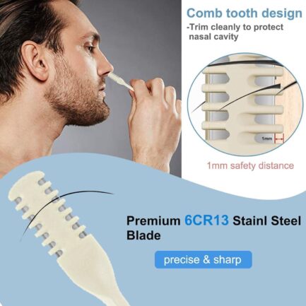 2-in-1 Nasal Hair Cutter, Nasal Hair Cutter,2024 New Double Sided Nose Hair Knife, 360° Rotating Nose Hair Clipper, Manual Nose Hair Trimmer with Ear Picker(Three colors,9pcs) - Image 3