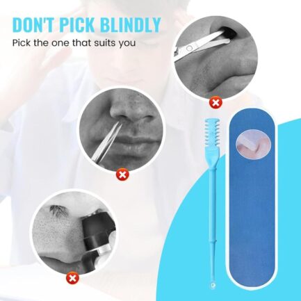 2-in-1 Nasal Hair Cutter, Nasal Hair Cutter,2024 New Double Sided Nose Hair Knife, 360° Rotating Nose Hair Clipper, Manual Nose Hair Trimmer with Ear Picker(Three colors,9pcs) - Image 4
