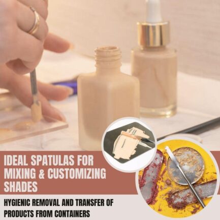 A2Z - Makeup Spatula Tool - Professional Beauty Stainless Steel Cosmetics Mixer Long Metal Spatula Depotting, Scraping, Mixing Makeup and Skincare Tools - For Makeup Artists (Flat SIngle Ended) - Image 2