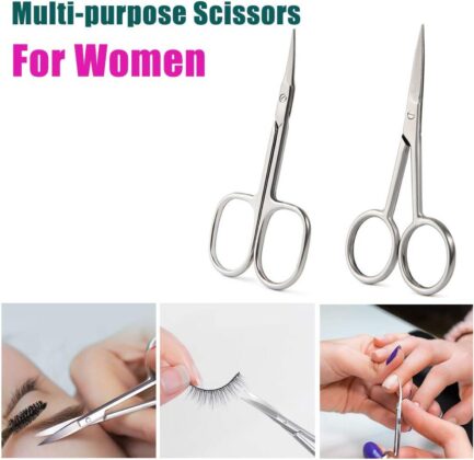BEZOX Small Scissors 2 PCS Set - Nail Cuticle Scissors/Manicure Scissors Kit - Straight and Curved Blade Beauty Scissor for Beard/Mustache, Nose Hair, Ear Hair, Eyelashes and Eyebrow Trimming - Image 4