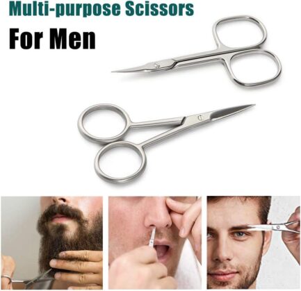 BEZOX Small Scissors 2 PCS Set - Nail Cuticle Scissors/Manicure Scissors Kit - Straight and Curved Blade Beauty Scissor for Beard/Mustache, Nose Hair, Ear Hair, Eyelashes and Eyebrow Trimming - Image 3