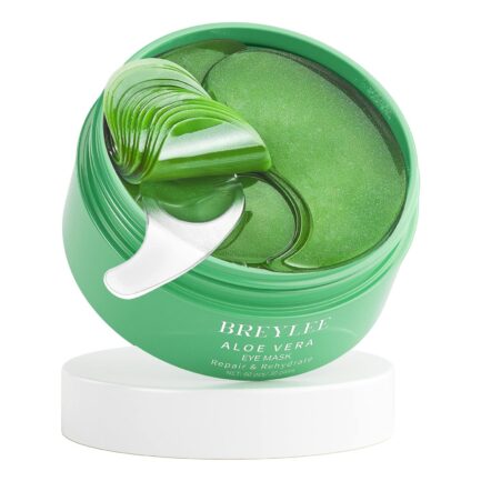 BREYLEE Aloe Vera Eye Mask 60 Pcs - Puffy Eyes and Dark Circles Treatments Look Younger and Reduce Wrinkles and Fine Lines Undereye, Improve and Firm eye Skin - Pure Natural Material Extraction