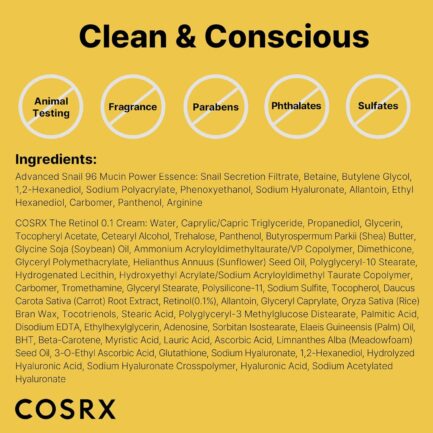 COSRX Glass Skin Starter Set, Advanced Snail 96 Mucin Power Essence (3.38 fl.oz*2) and Retinol 0.1 Cream Mini (0.1 oz), Daily Hydrating and Firming Skincare Kit for Beginners, Gift Set, Korean Skincare - Image 7