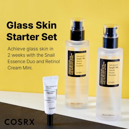 COSRX Glass Skin Starter Set, Advanced Snail 96 Mucin Power Essence (3.38 fl.oz*2) and Retinol 0.1 Cream Mini (0.1 oz), Daily Hydrating and Firming Skincare Kit for Beginners, Gift Set, Korean Skincare - Image 3