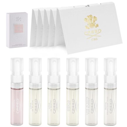 Creed Vial Variety Bundle: Women's Fragrances Sample Set - Aventus for Her, Love In White, Wind Flowers, Royal Princess Oud, Love in Black, Love in White Summer - 6 Cologne Samples, 0.05 oz Each