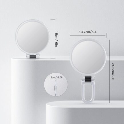 Handheld Magnifying Mirror, 20X/1X Travel Mirror 5.4  Double Sided Hand Mirror with Handle, Small Hand Held Mirror with Adjustable Handle, Travel Makeup Mirror with 20x Magnification - Image 6