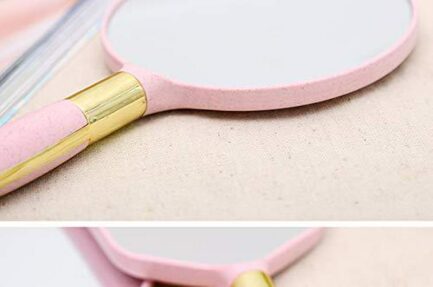 Handheld Mirror with Handle, for Vanity Makeup Home Salon Travel Use (square, pink) - Image 9