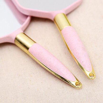 Handheld Mirror with Handle, for Vanity Makeup Home Salon Travel Use (square, pink) - Image 5