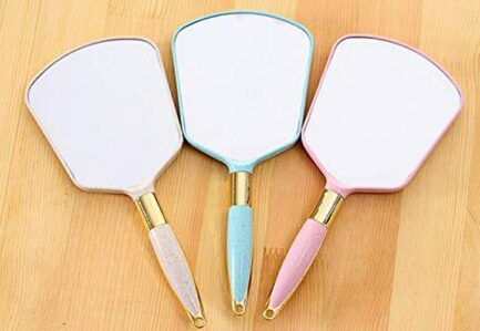 Handheld Mirror with Handle, for Vanity Makeup Home Salon Travel Use (square, pink) - Image 8