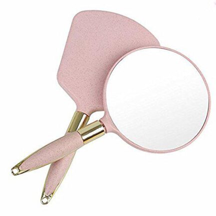 Handheld Mirror with Handle, for Vanity Makeup Home Salon Travel Use (square, pink) - Image 7