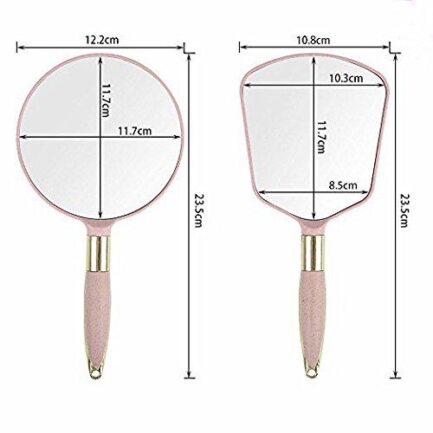 Handheld Mirror with Handle, for Vanity Makeup Home Salon Travel Use (square, pink) - Image 2