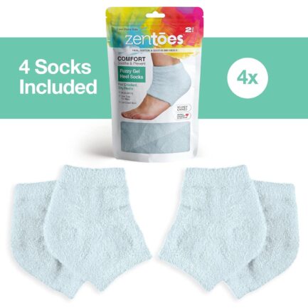 ZenToes Moisturizing Fuzzy Sleep Socks with Vitamin E, Olive Oil and Jojoba Seed Oil to Soften and Hydrate Dry Cracked Heels (Regular, Slate)2 Pair (Pack of 1) - Image 4